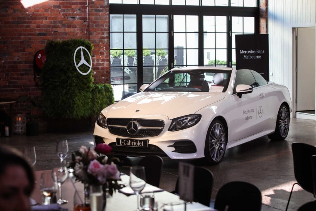 canvas house mercedes benz car in seminar venue